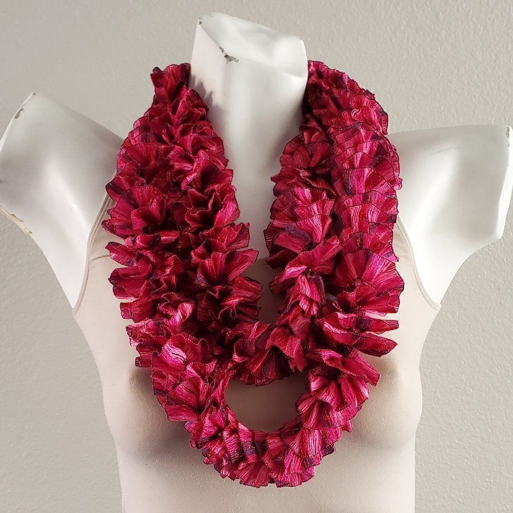 BOGO Scarf Sale - Pink and Purple Ruffle Infinity Scarf